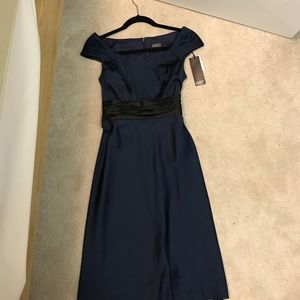 Adrianna Papell, Size 4, Navy Blue, Black Bow